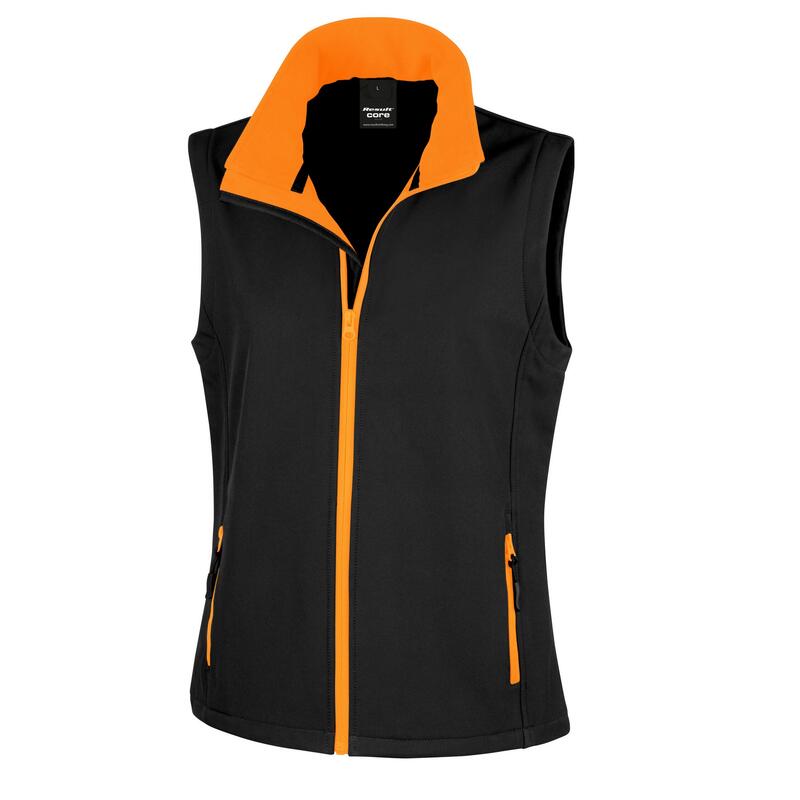 Softshell Body Warmer voor Dames (Zwart/Oranje)