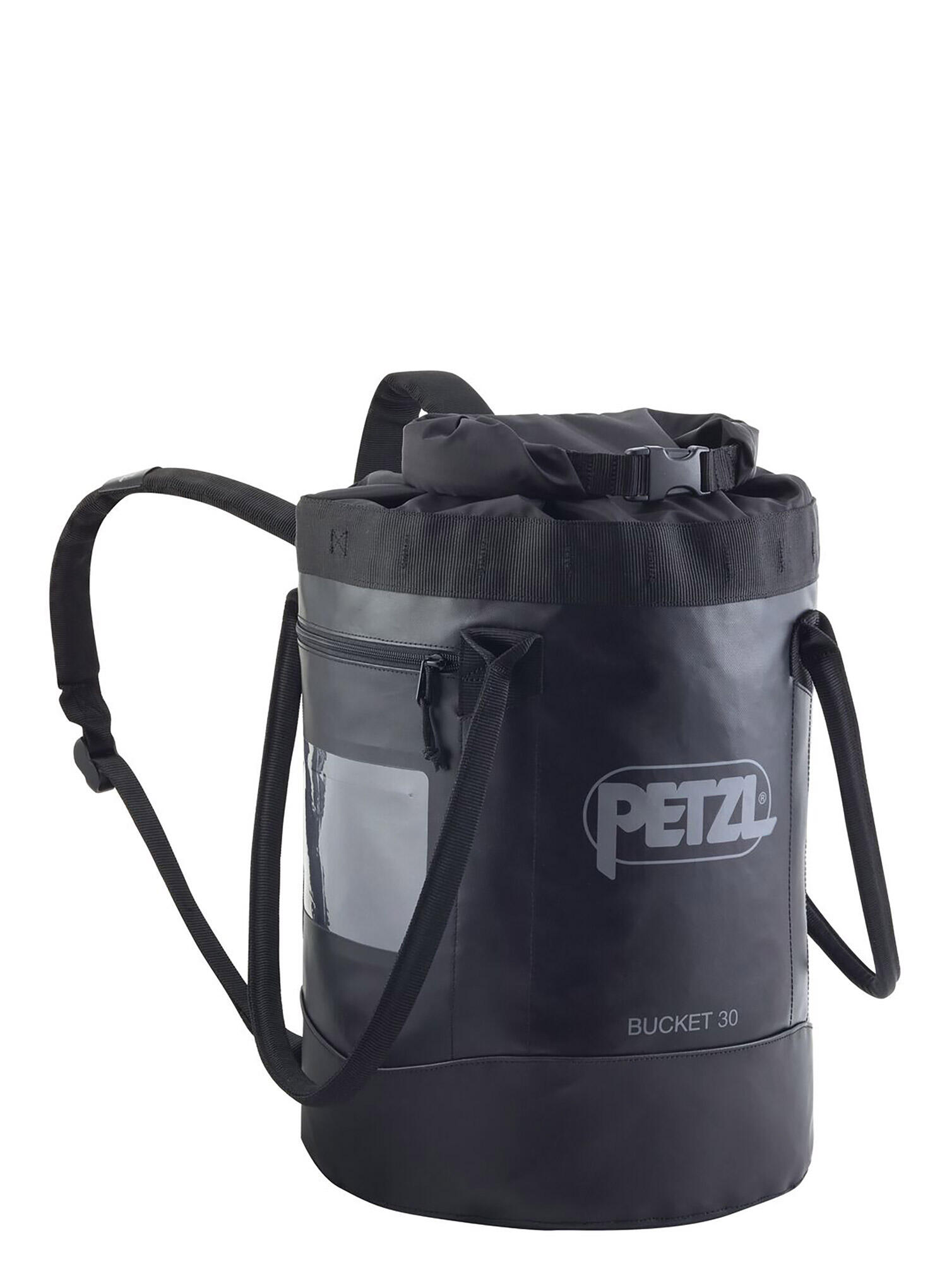 Petzl Bucket 30L selbststehender Sack Plan TPU wasserdicht Schwarz Roll-Top 1/2