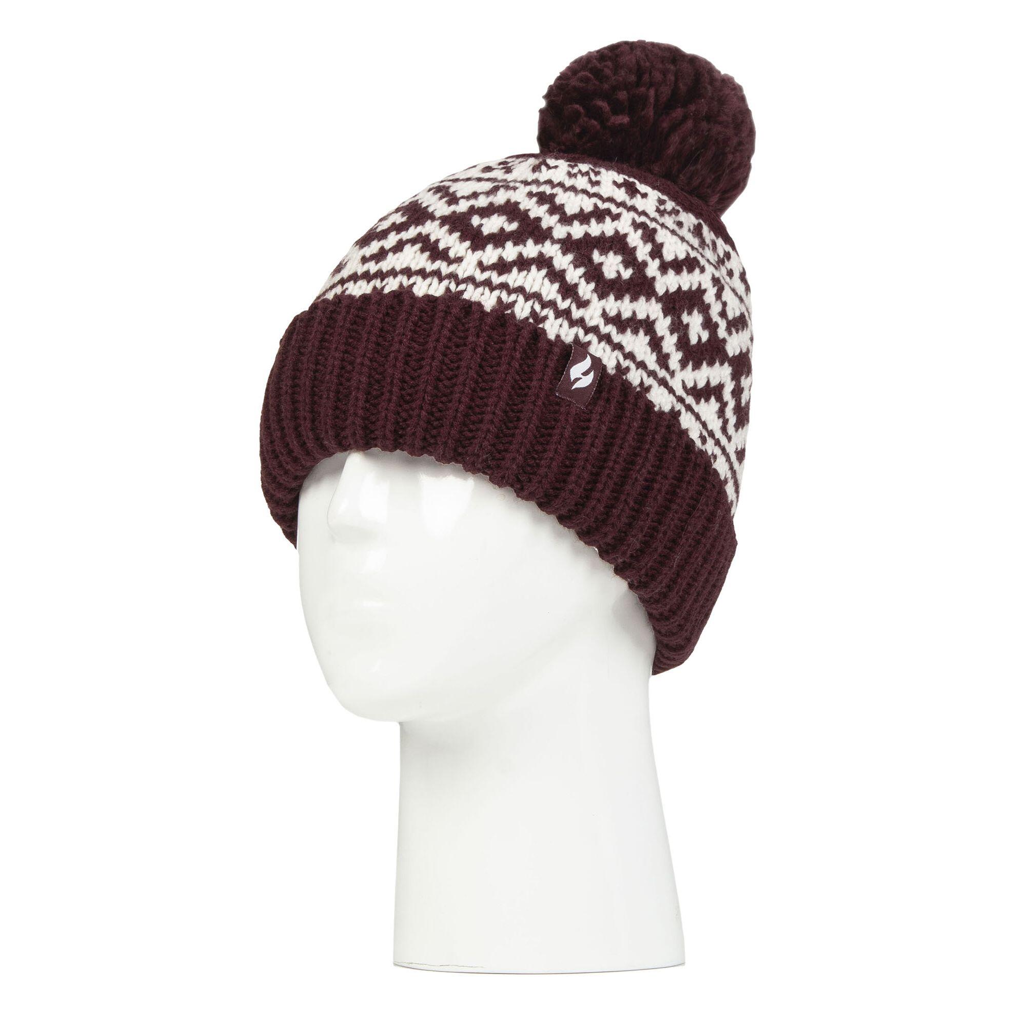 Cosy Patterned Bobble Hat for Women | Cable Knit Beanie with Fleece Lining 3/5