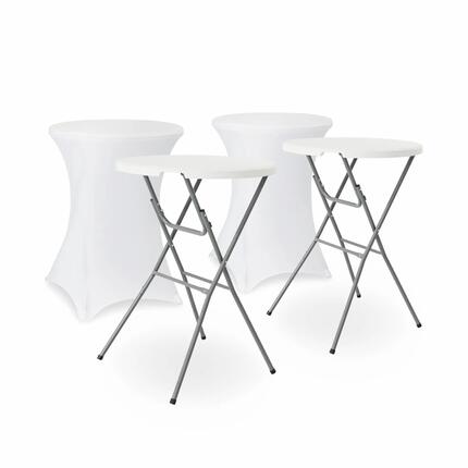 Set van 2 statafels hoge tafel opvouwbaar Ã˜80cm x 110cm + 2 polyester