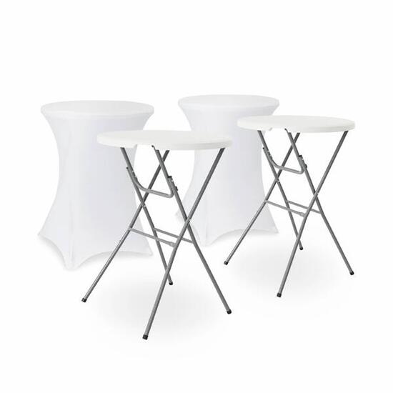 Set van 2 statafels hoge tafel opvouwbaar Ã˜80cm x 110cm + 2 polyester