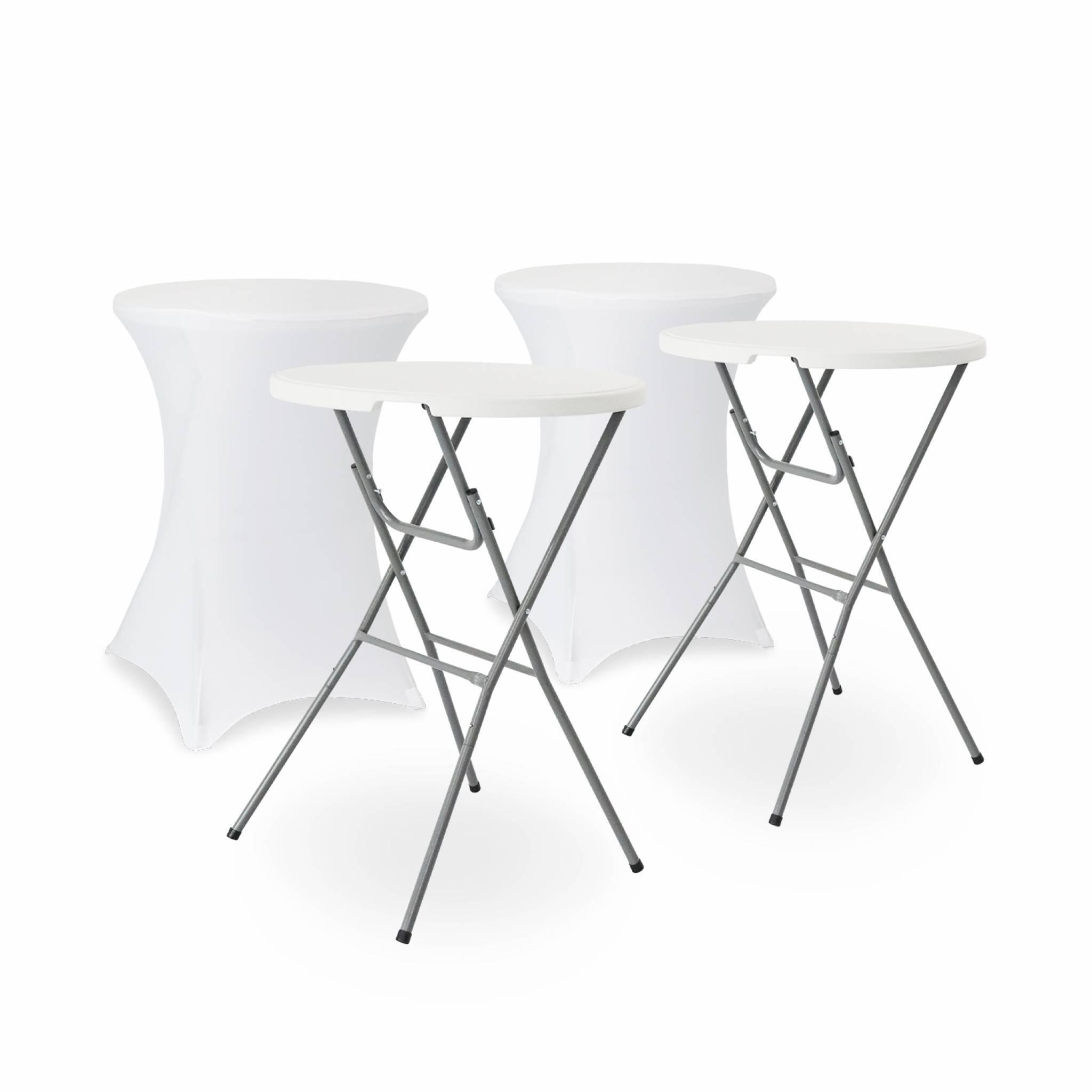 Sweeek - Lot De 2 Tables Mange-debout Blancs + 2 Housses | Sweeek - Table De Camping - Blanc - No Size - Decathlon