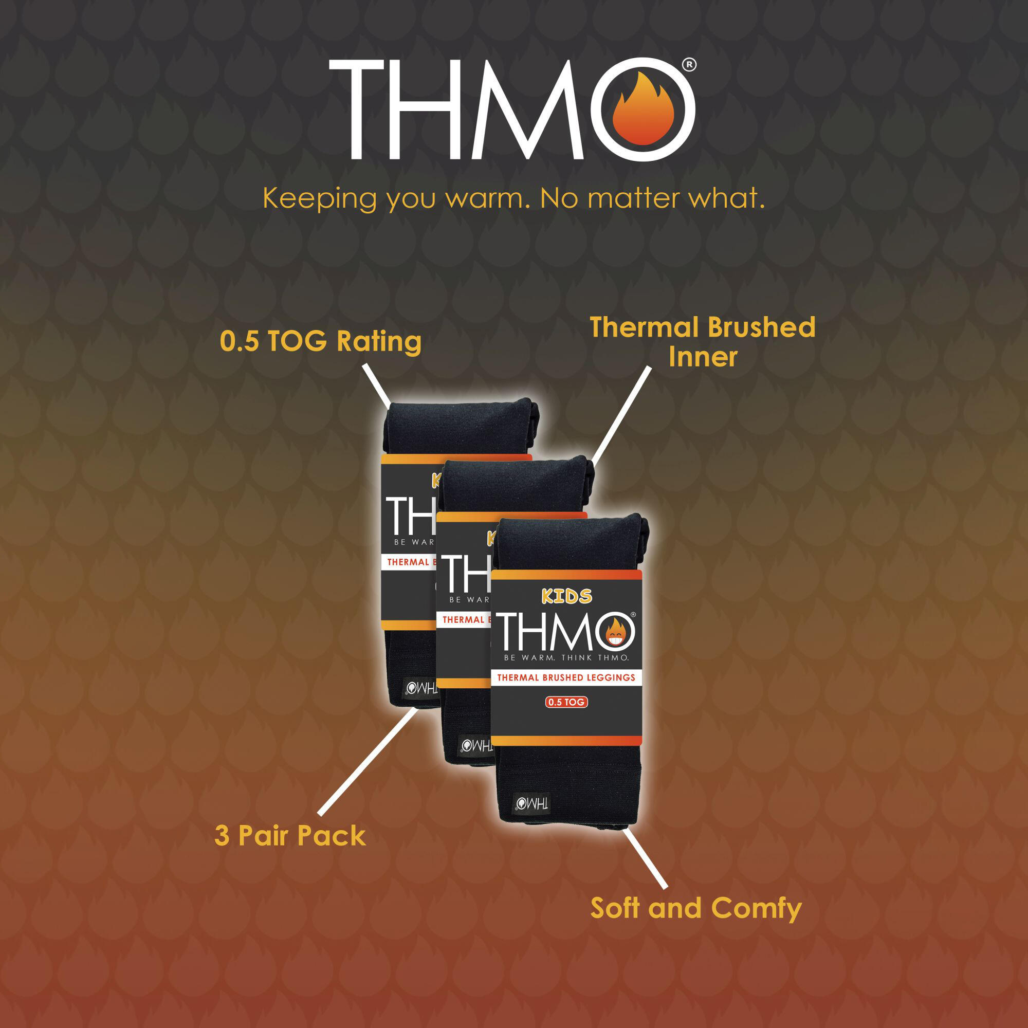 Thermo-Leggings THMO Kinder (3er-Pack) schwarz, gebürstetes Innenfutter 6/6