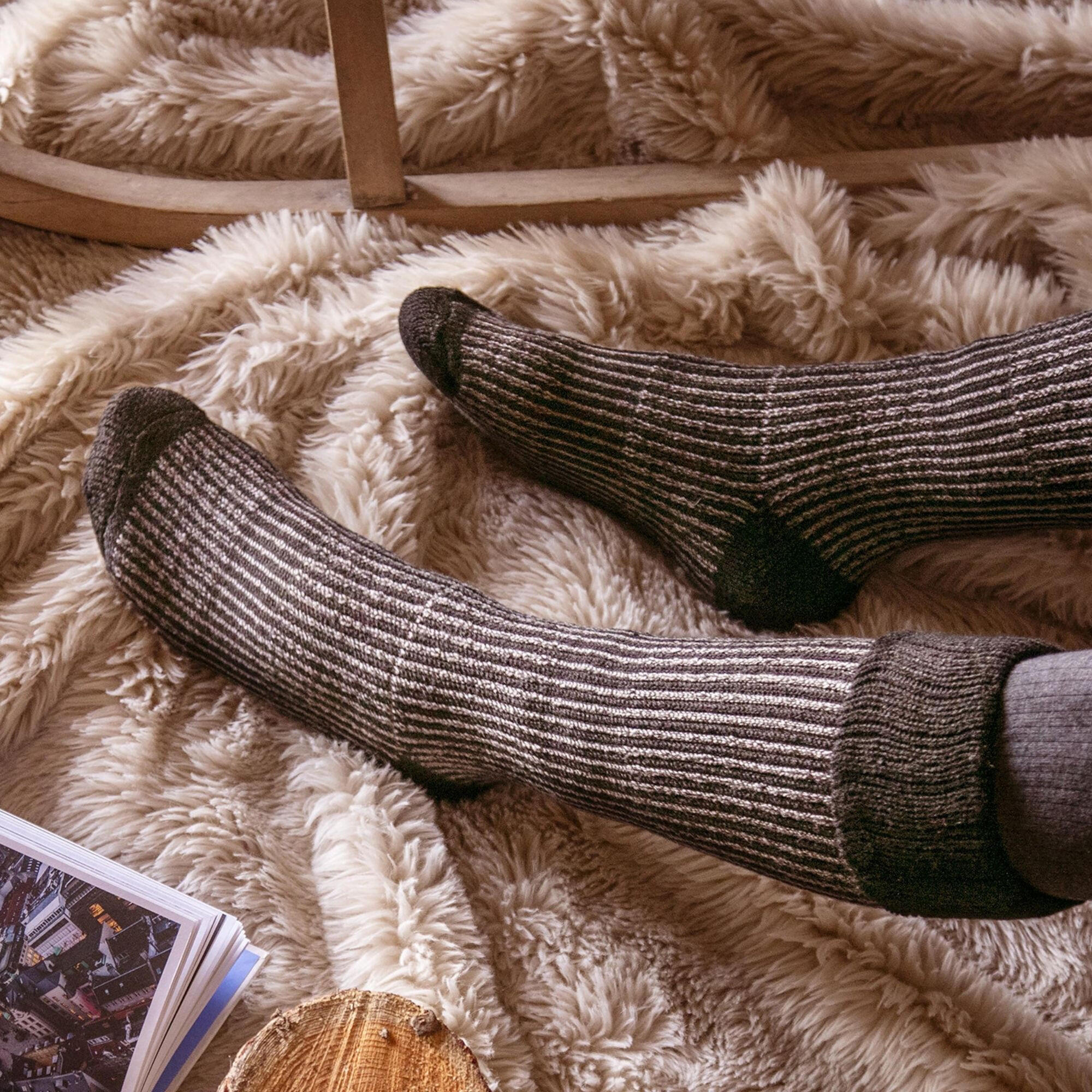 Ladies Thick Winter Warm Knee High Ribbed Thermal Boot Socks 4/6