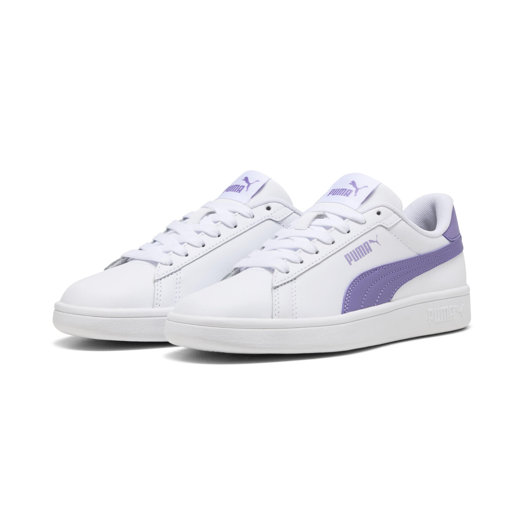 PUMA Smash 3.0 Leather Sneakers Kinder PUMA White Lavender Alert Purple