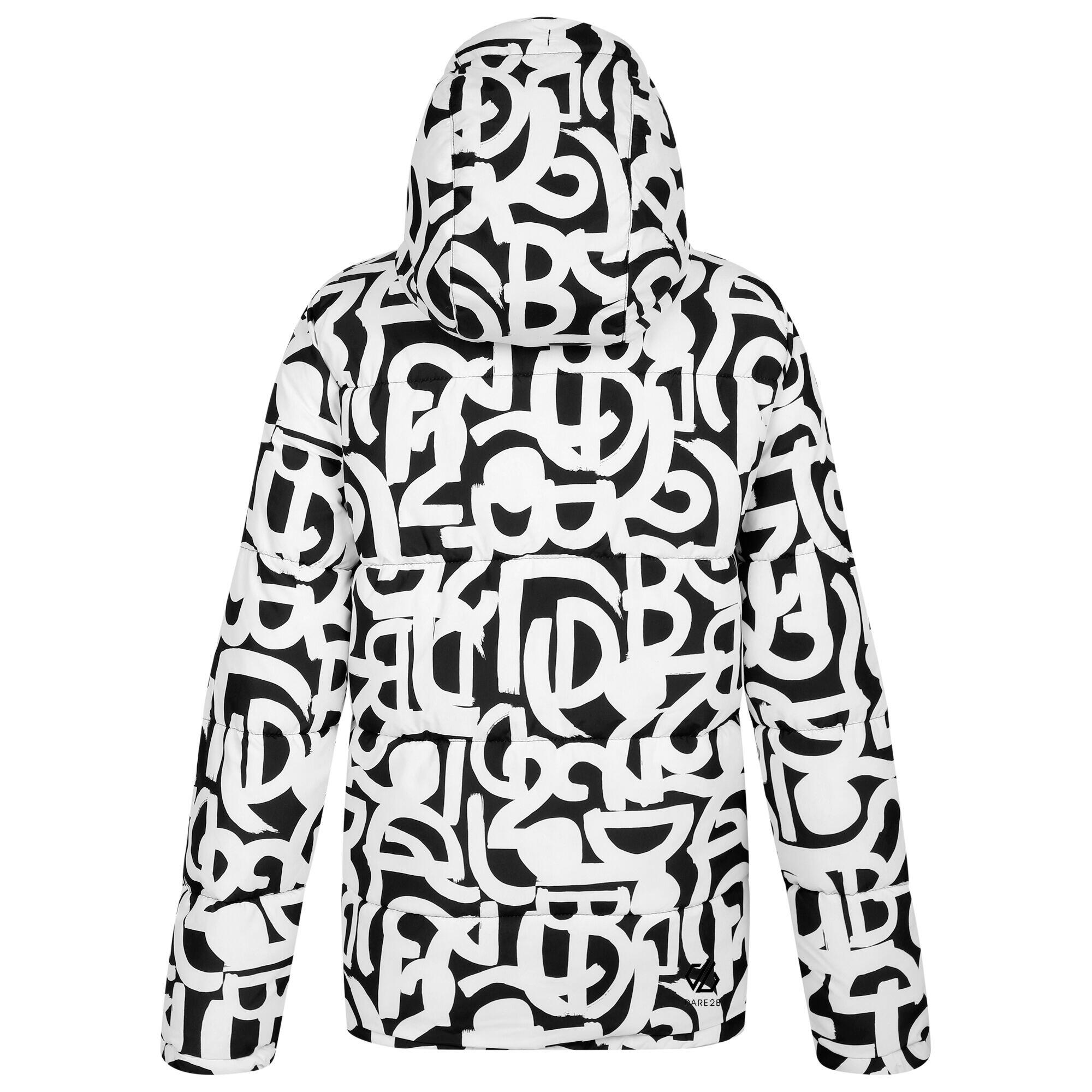 Womens/Ladies Society Graffiti Padded Jacket (Black/White) 2/5