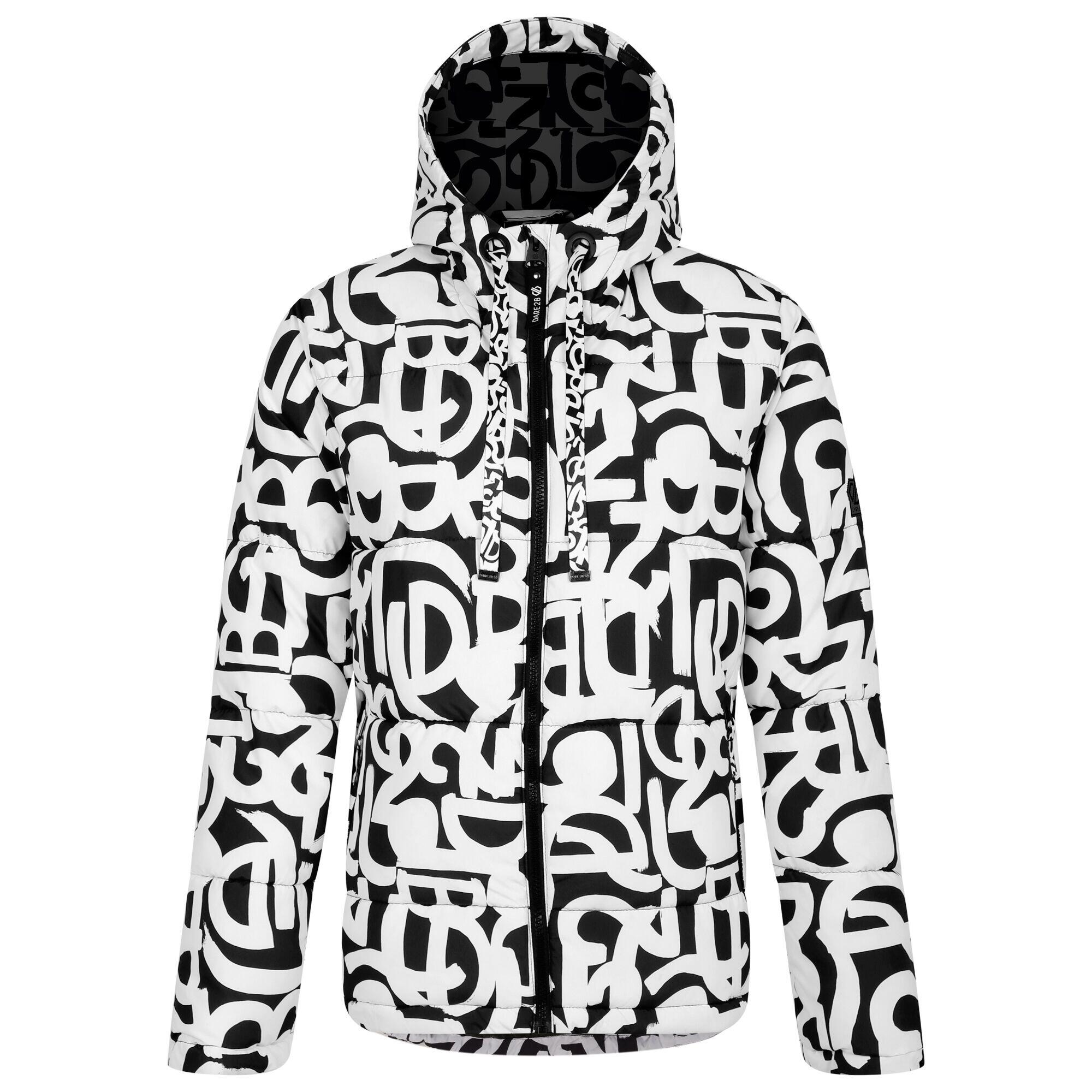 Womens/Ladies Society Graffiti Padded Jacket (Black/White) 1/5