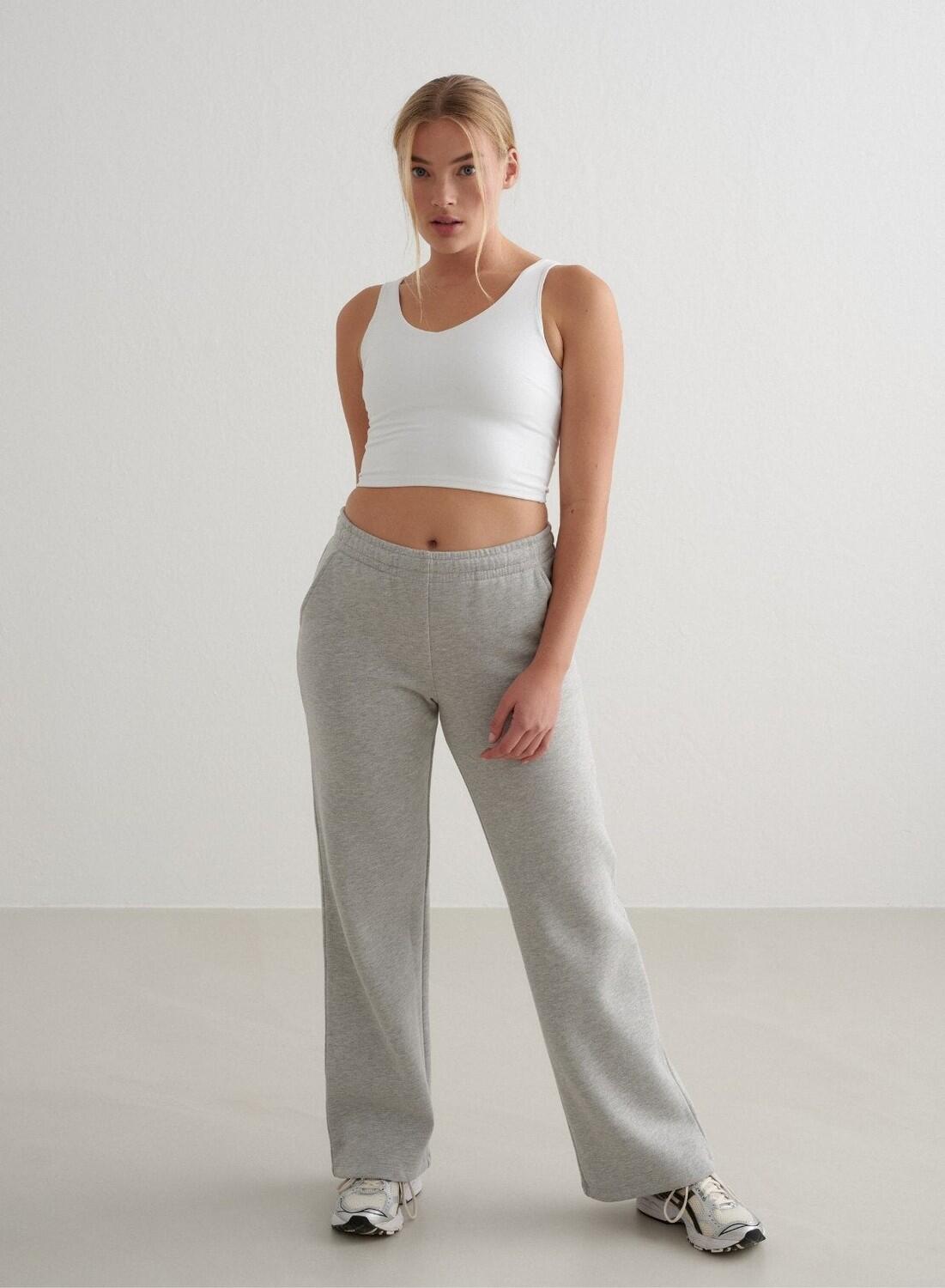 AIM'N Dames Yoga Sweatbroek met Wijde Pijpen Grijs Gemêleerd