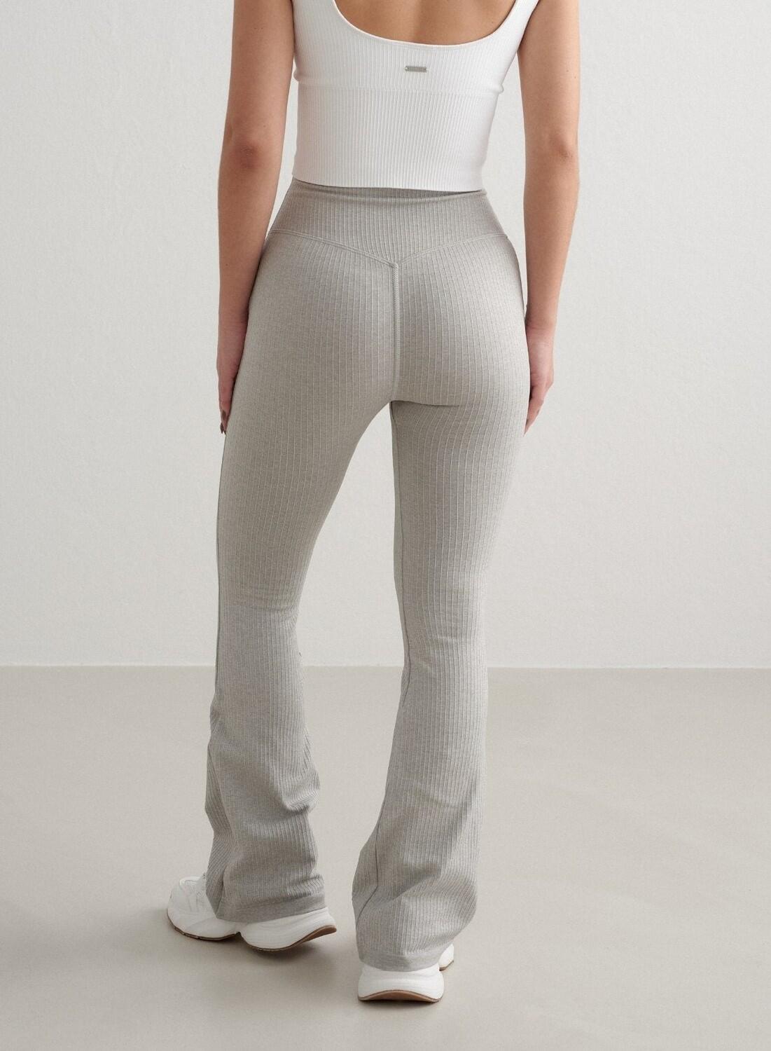 Leggings de yoga pour femmes Petite avec coup Côté Sans couture Gris Mélange 5/6