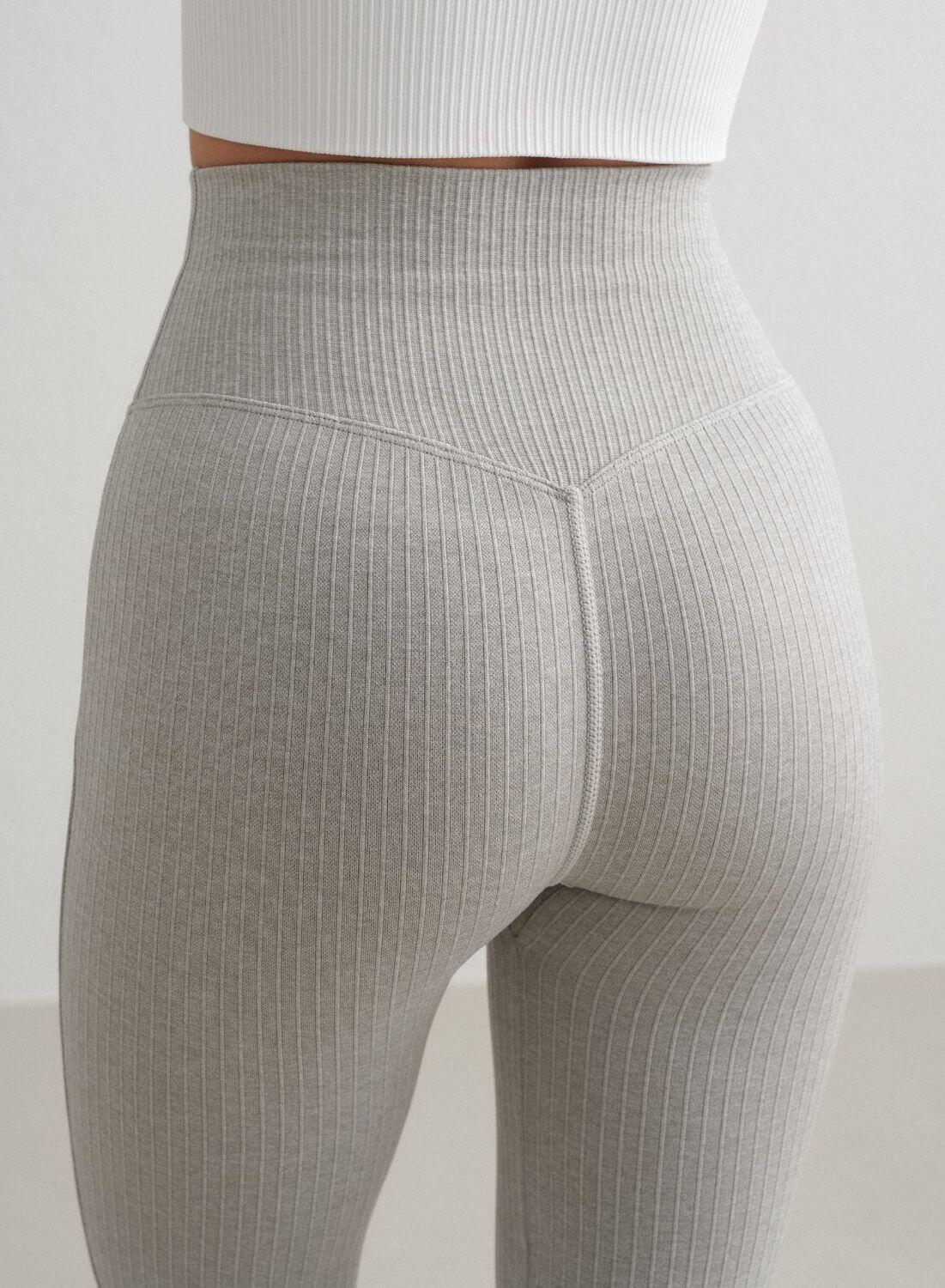 Leggings de yoga pour femmes Petite avec coup Côté Sans couture Gris Mélange 4/6