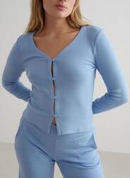Cardigan de yoga pour femme Côtelé Poids léger Bleu clair