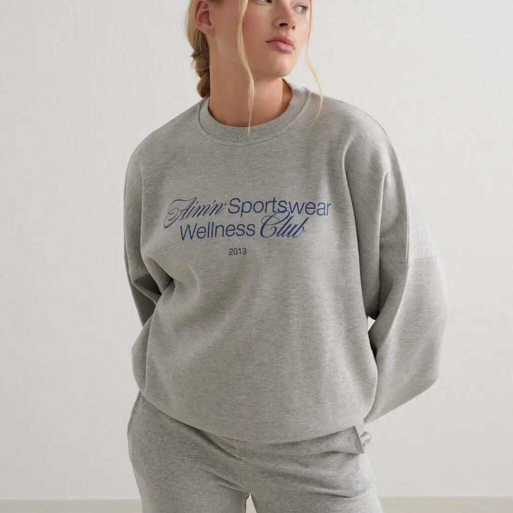 Women's Sweatshirt Soft Sweat Jersey Relaxed Crewneck Wellness Grey Melange Grey