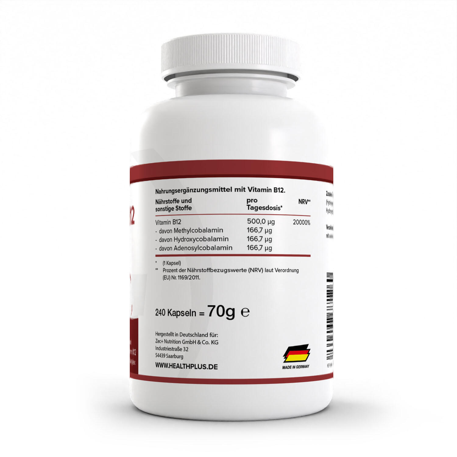 Zec+ Health+ Vitamin B12 (240) Unflavored - Vitamines, minéraux et santé 2/3