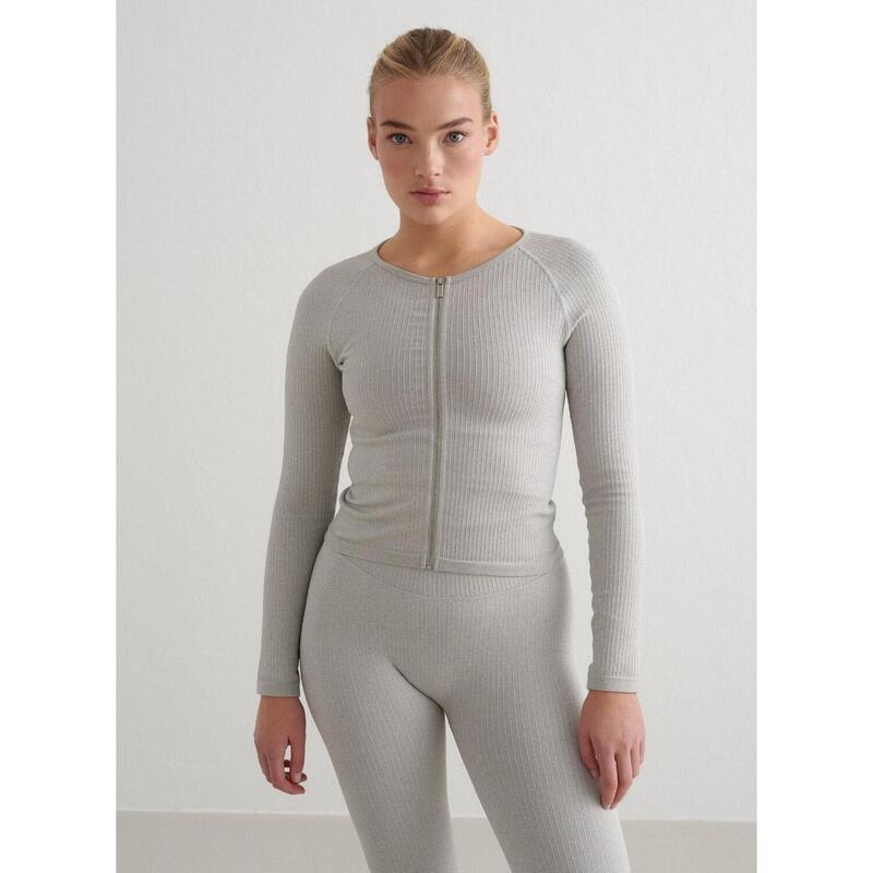 Veste de course à pied pour femmes Côtes Sans couture Gris Melange