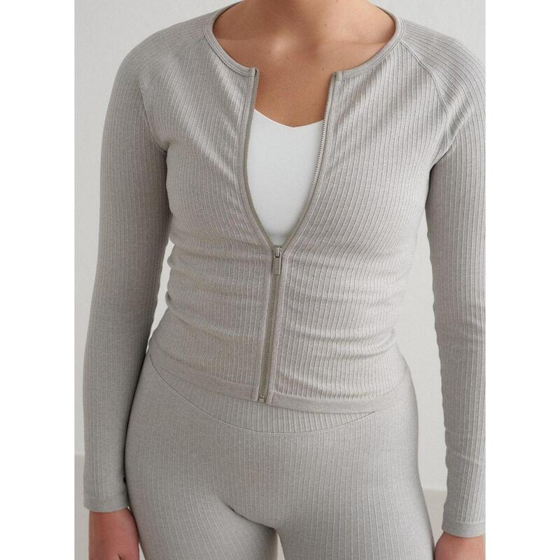 Veste de course à pied pour femmes Côtes Sans couture Gris Melange