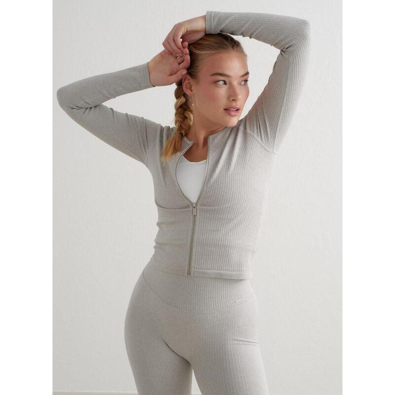 Veste de course à pied pour femmes Côtes Sans couture Gris Melange