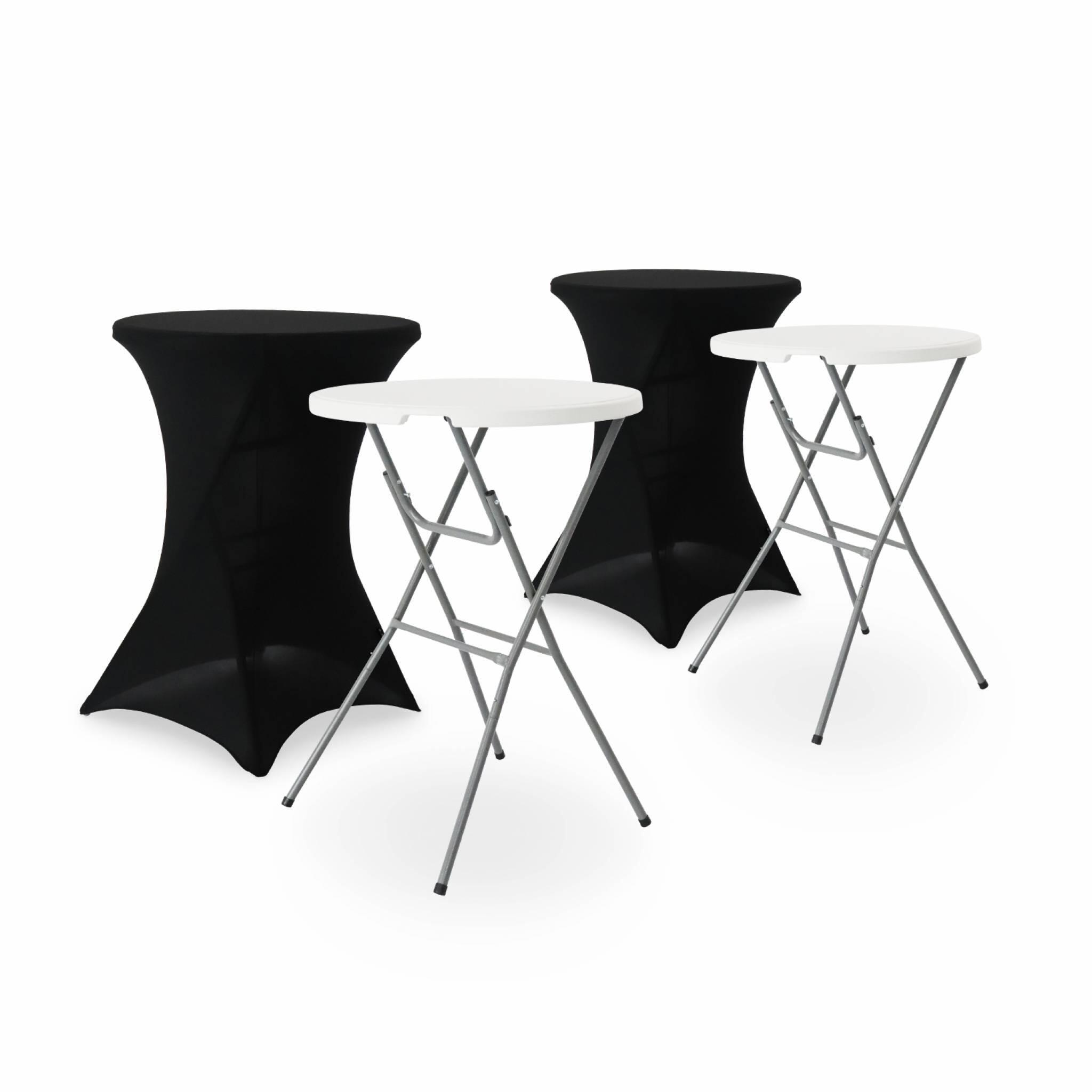 Mesa de pé dobrável com cobertura de proteção, set de 2, preto