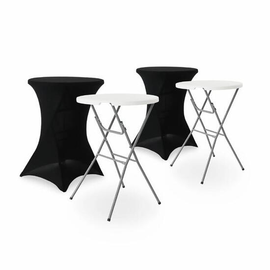 Set van 2 statafels hoge tafel opvouwbaar Ã˜80cm x 110cm + 2 polyester