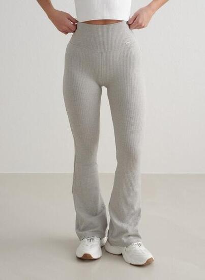 Leggings da yoga Petite a zampa d'elefante ribbed senza cuciture neri