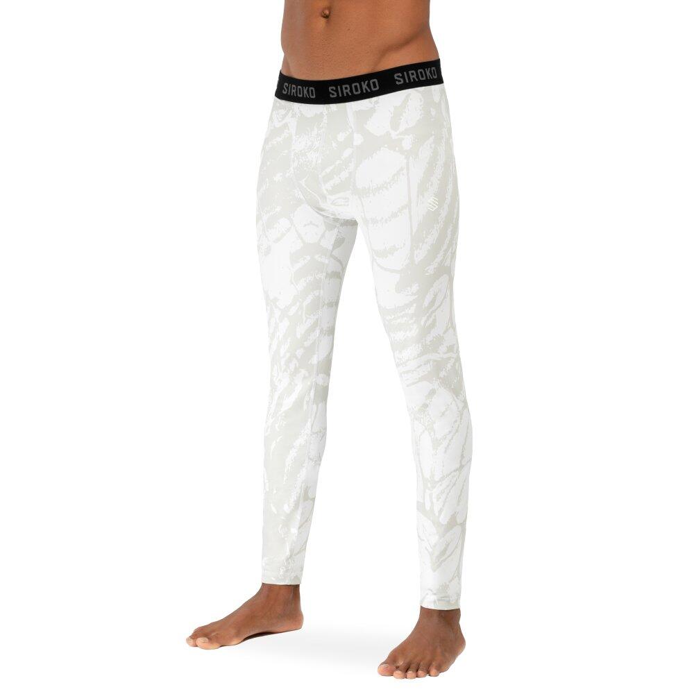 Men Winter sports thermal base layer pants Foggy White