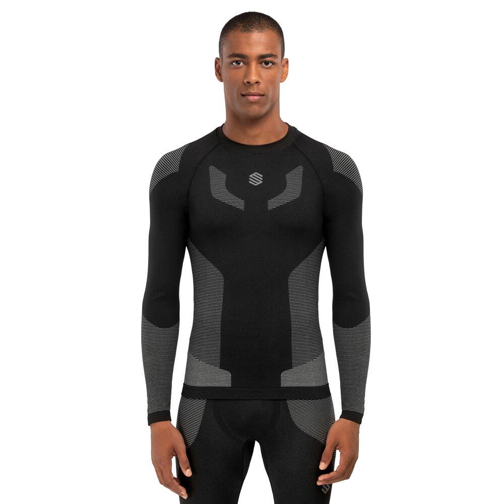 Men Winter sports compression base layer top Snow Dune Black