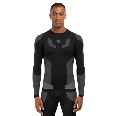 Heren wintersport compressie shirt snow dune zwart