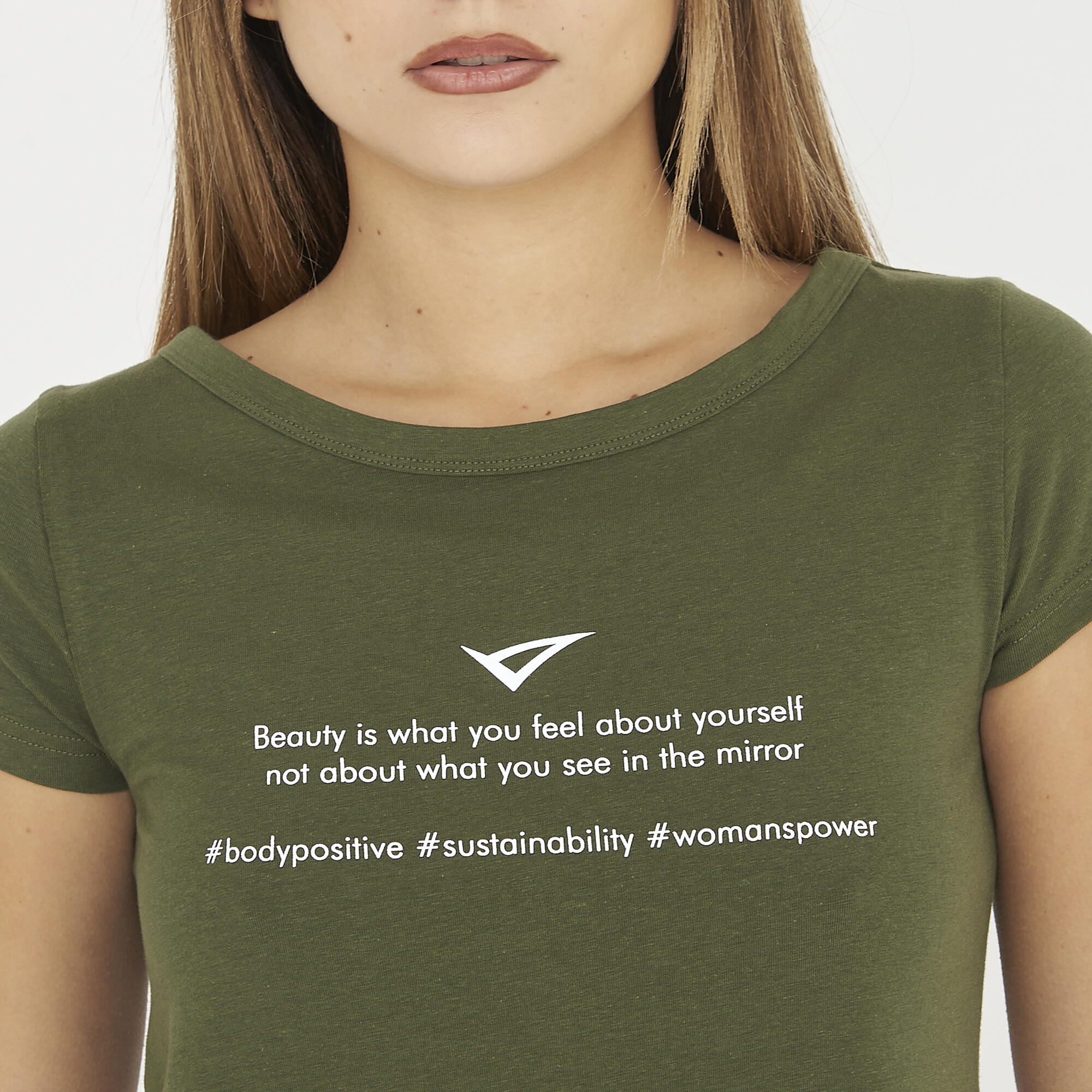 t-shirt ginnastica europa donna verde militare 3/6