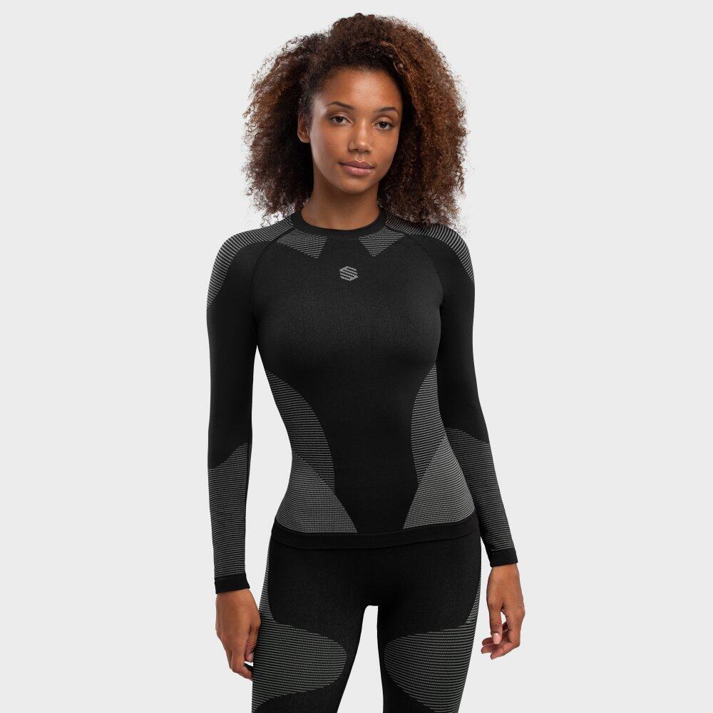 Damen Wintersport funktionelles kompressionsshirt Drystone Schwarz 2/7
