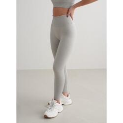 Mujer Yoga Leggings Petite Acanalado Sin Costura Gris Jaspeado