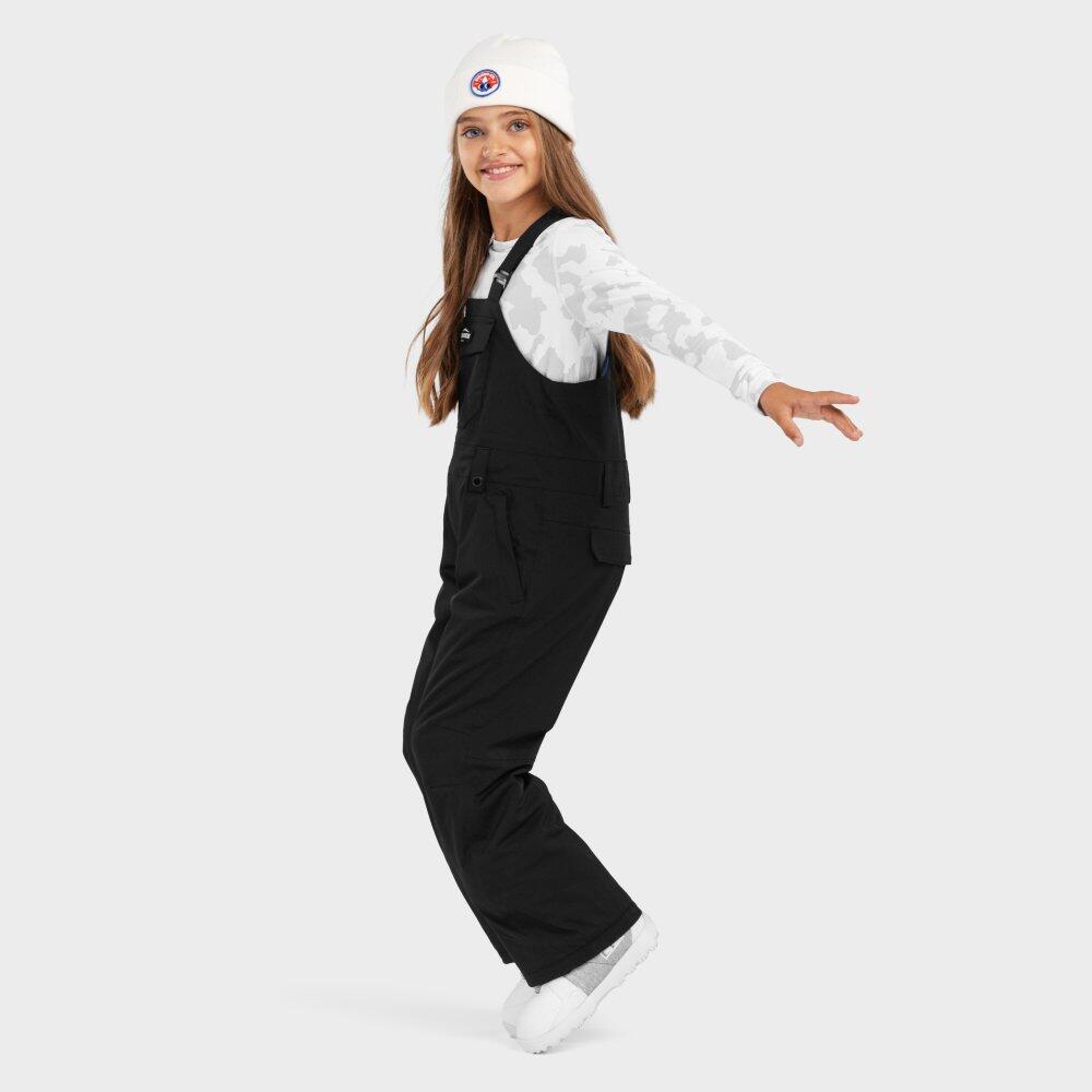 Kinder Wintersport Snowboard-Trägerhose für Mädchen KB1-G Fierce Schwarz 3/7