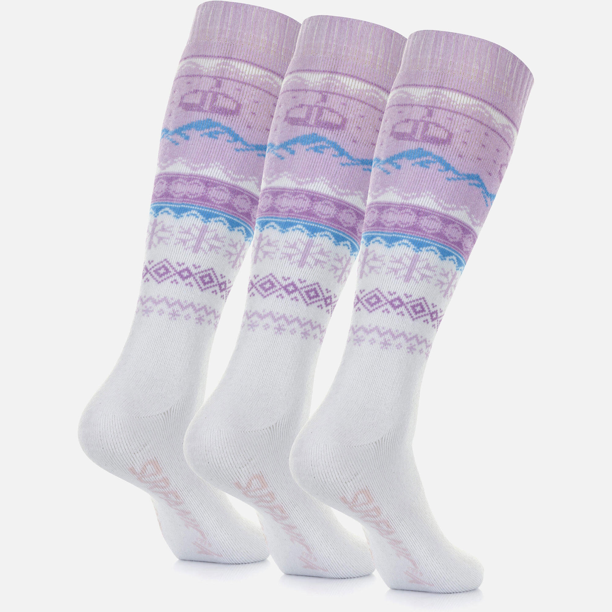 Pro Tech 3pk Fairisle Sock Ice Lilac 3/4