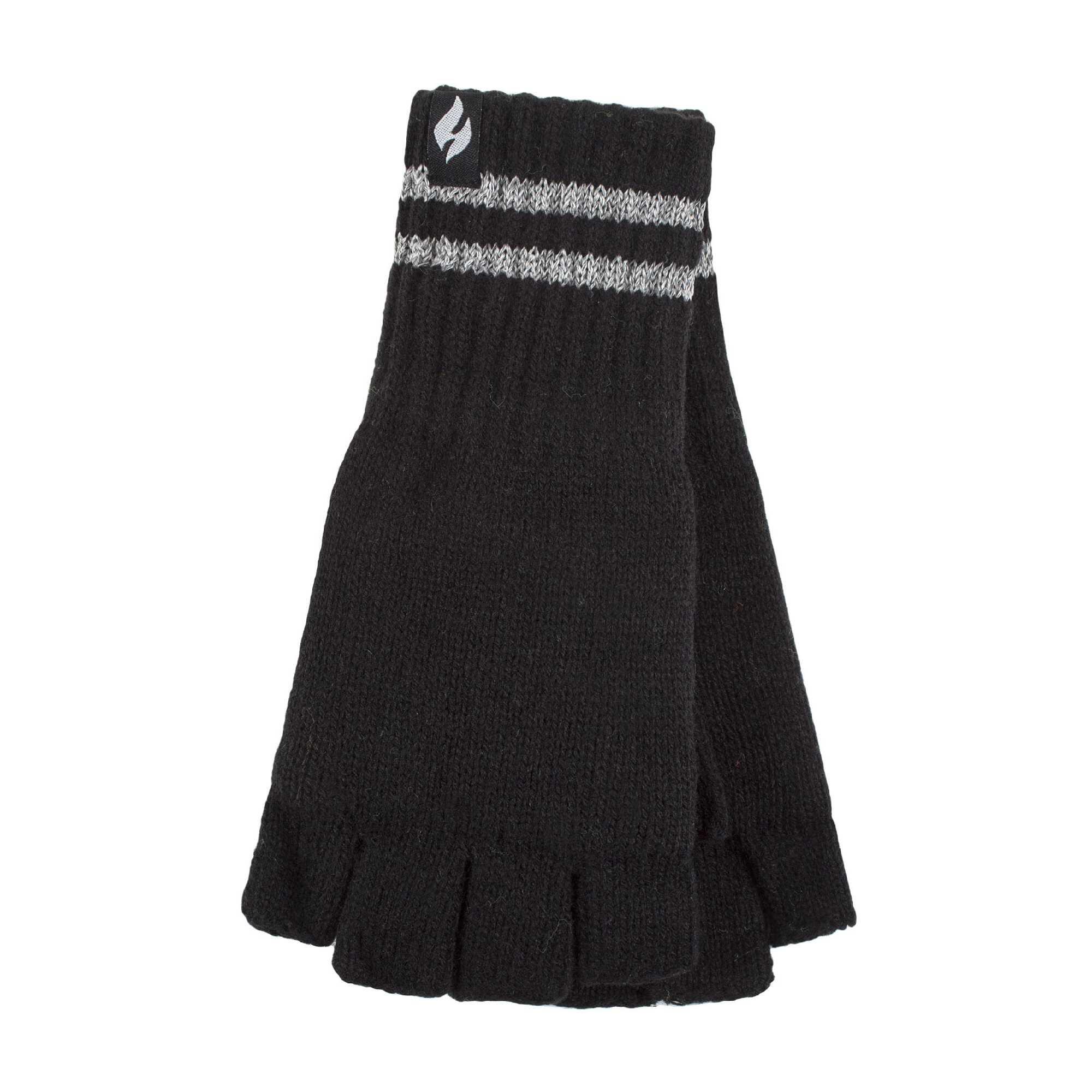 HEAT HOLDERS Mens Hi Vis Reflective Fleece Lined Thermal Winter Fingerless Gloves