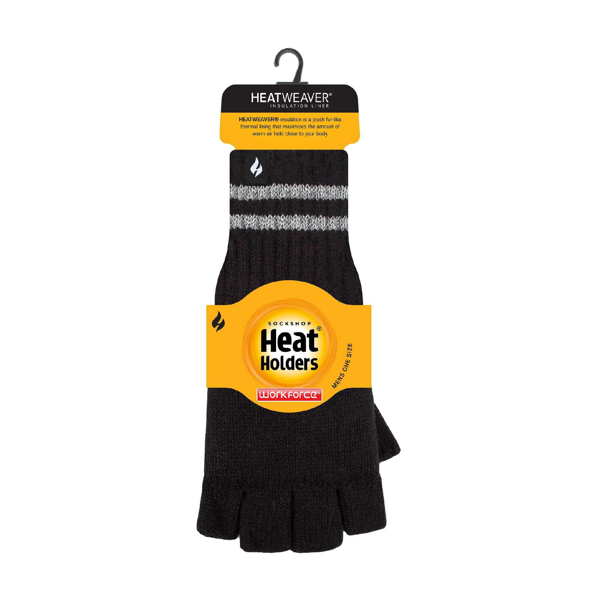 Mens Hi Vis Reflective Fleece Lined Thermal Winter Fingerless Gloves 2/6