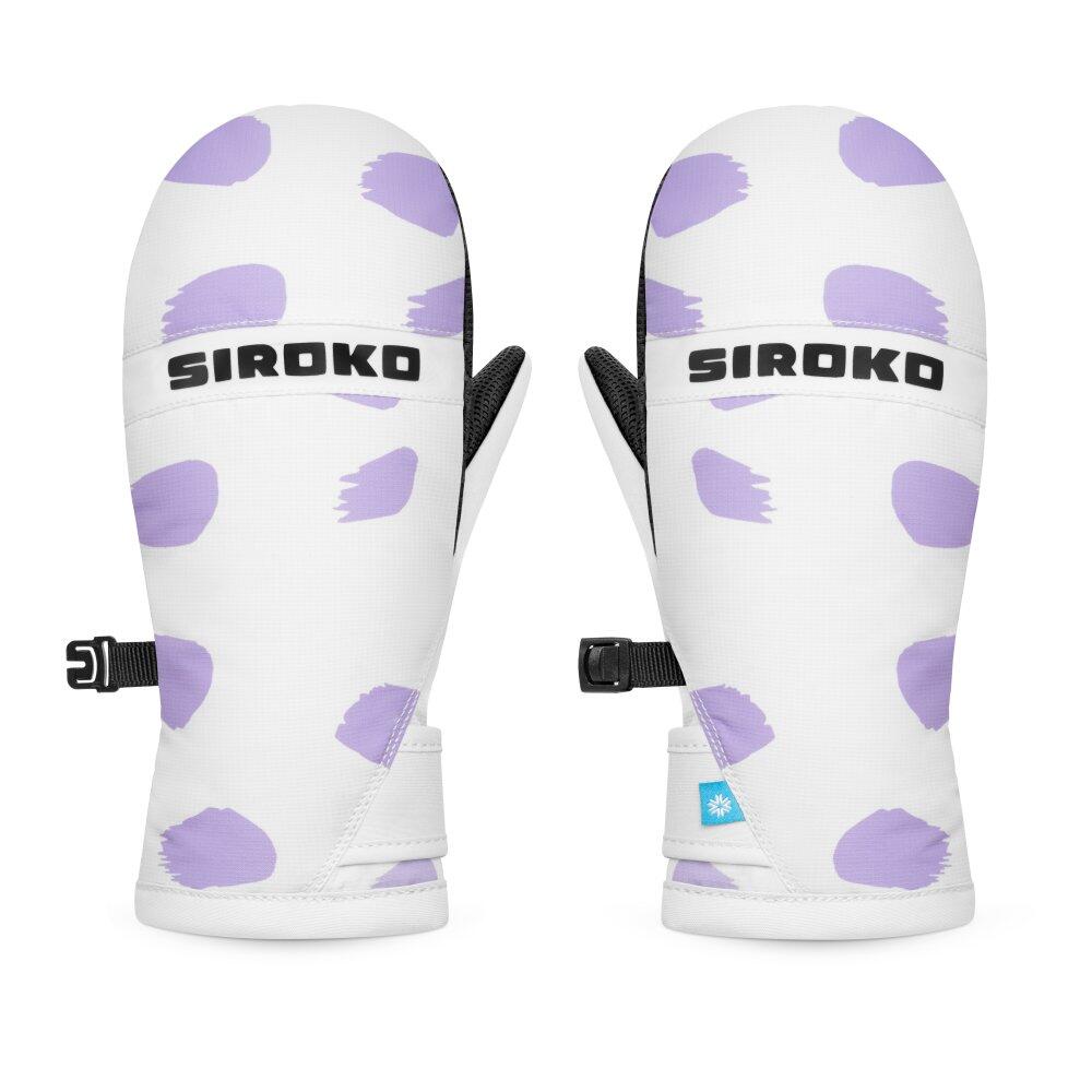 SIROKO Kids Winter sports ’ snowboard and ski winter mittens Polka dots White
