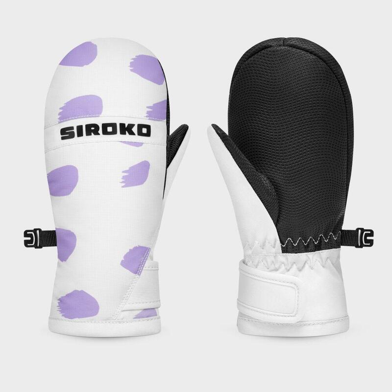 Mănuși de iarnă pentru snowboard și schi pentru copii Polka dots Alb