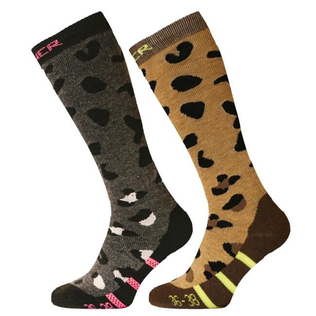 Sosete SINNER Ladies Ski Socks Animal (Pachet dublu), Maro/Negru, Femei