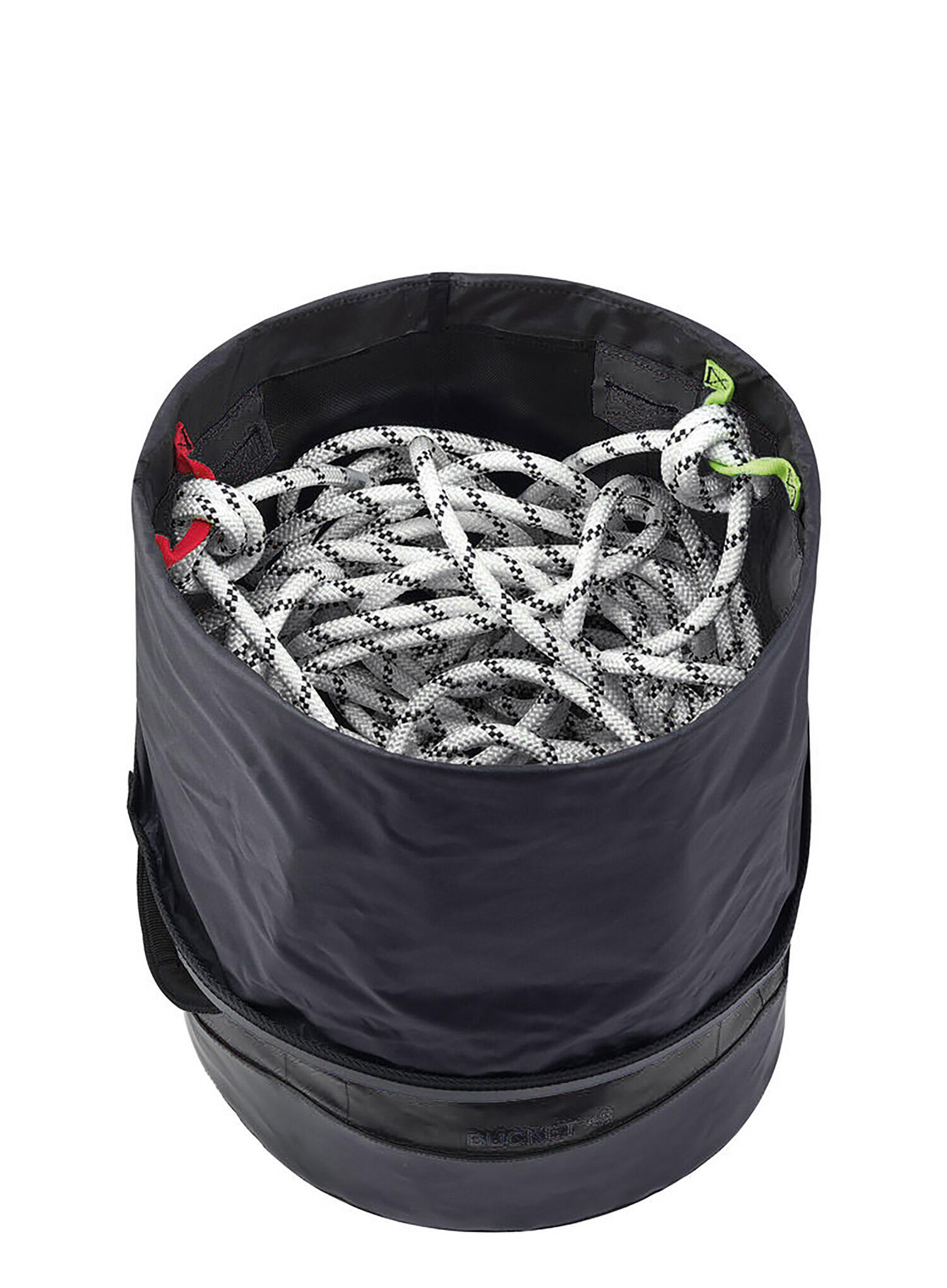 Sac Petzl BUCKET 45L noir, bâche TPU étanche, auto‑portant, 185 m corde 11 mm 2/3