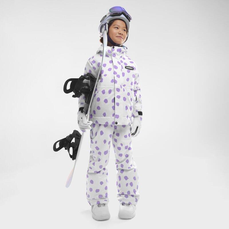 Pantaloni cu bretele pentru snowboard pentru fete KB1-G Polka Violet