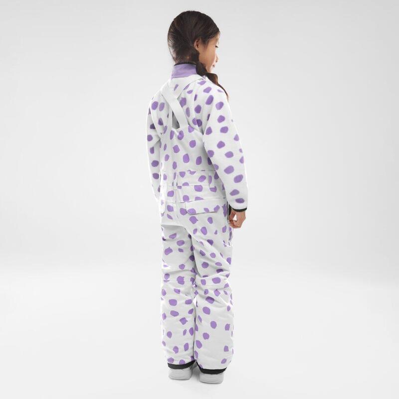 Pantaloni cu bretele pentru snowboard pentru fete KB1-G Polka Violet