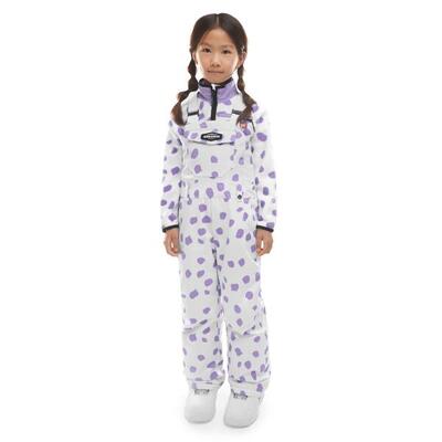 Kinderen wintersport meisjes snowboard broek met bretels kb1-g polka paars