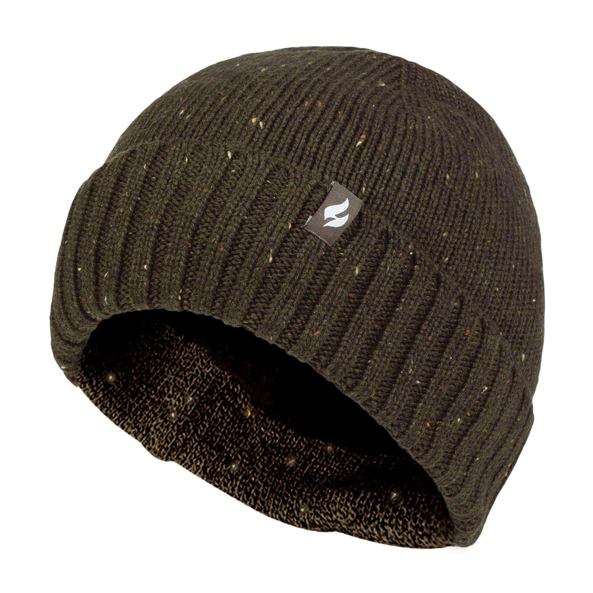 HEAT HOLDERS Warm Ribbed Cuff Beanie Hat for Men | Fleece Lined Chunky Winter Hat