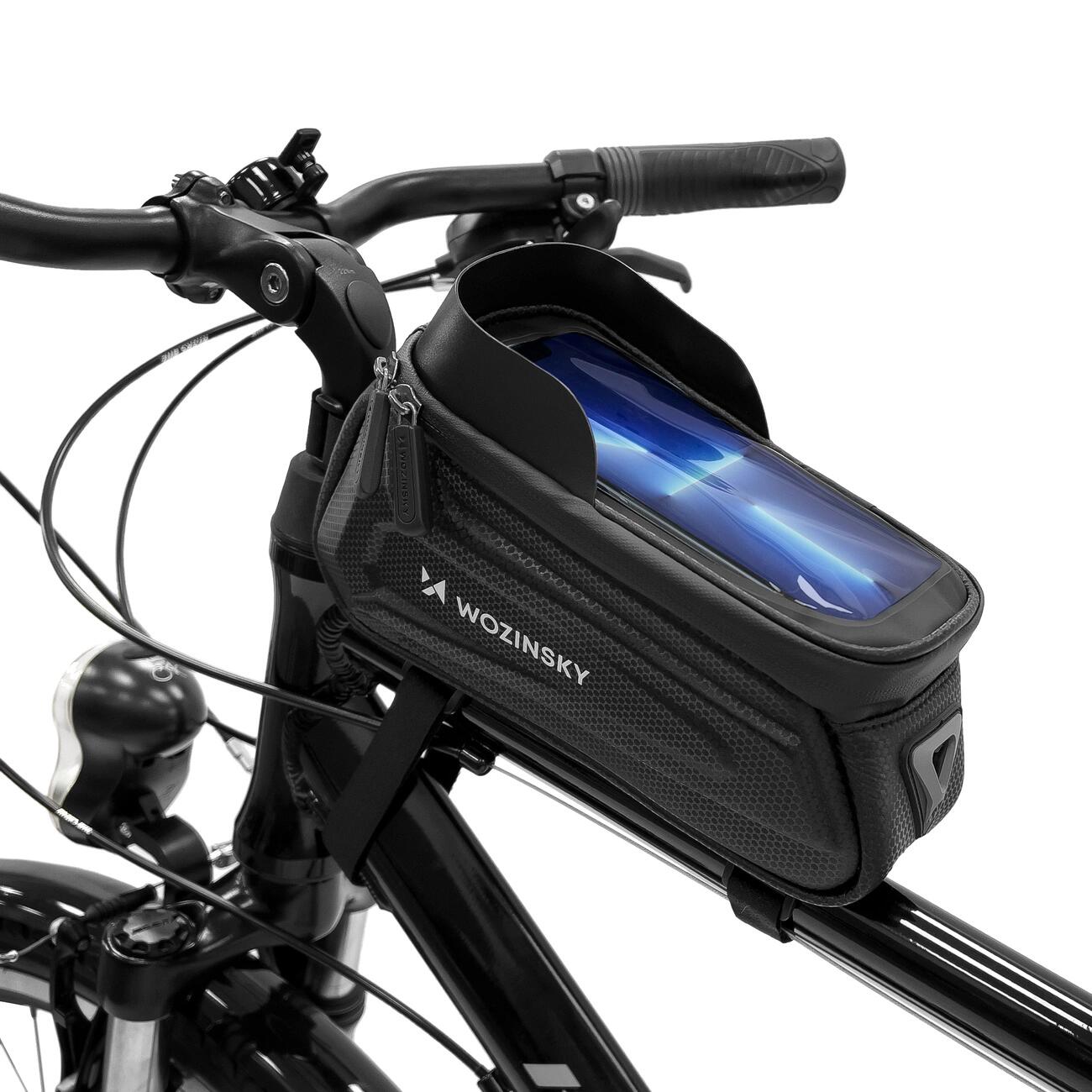 Bolsa de quadro de bicicleta wozinsky, 1,7l, com capa de celular preta