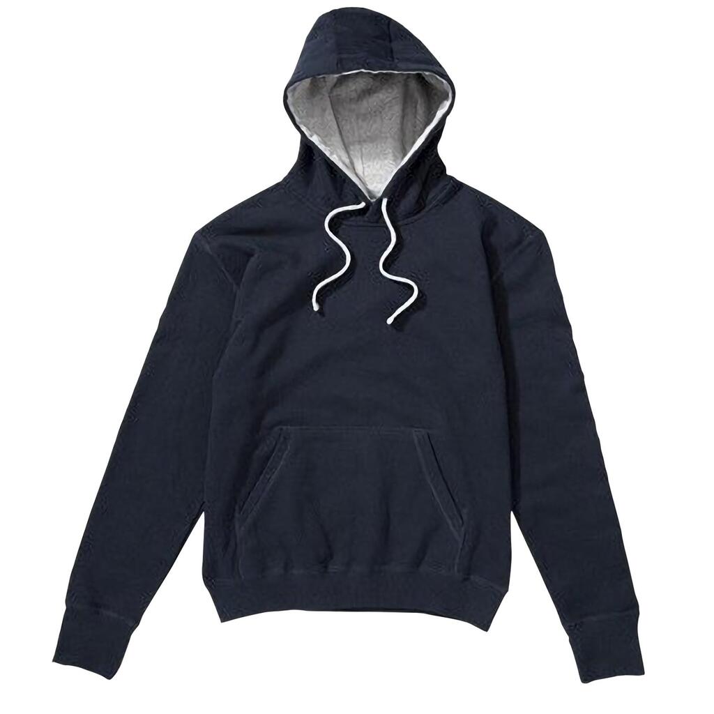 Mens Contrast Hooded Sweatshirt / Hoodie (Navy/Light Oxford)