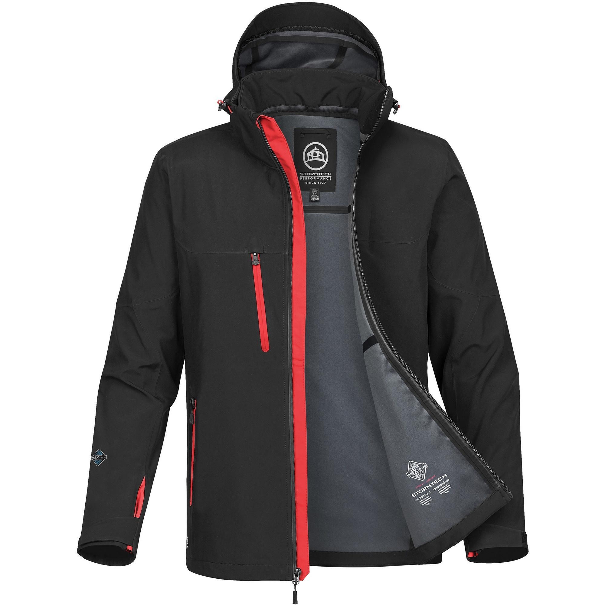 Casaco de Softshell da Patrulha Masculina (Preto / Vermelho Brilhante) 2/3