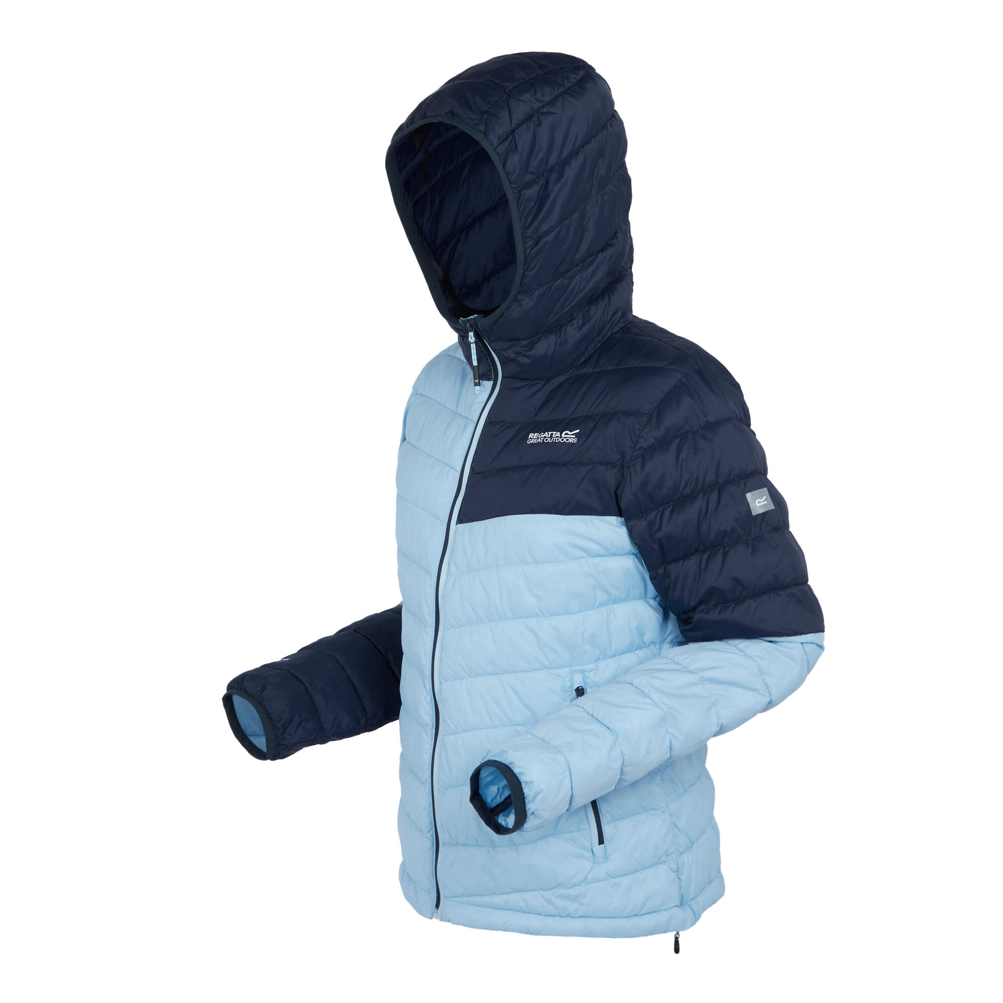 Womens/Ladies Hillpack II Hooded Jacket (Clear Sky/Navy) 3/4