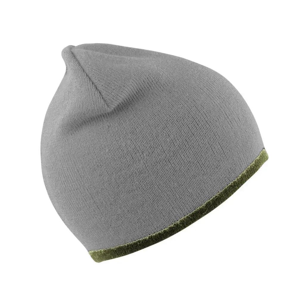 Unisex Reversible Fashion Fit Winter Beanie Hat (Stone/Olive)