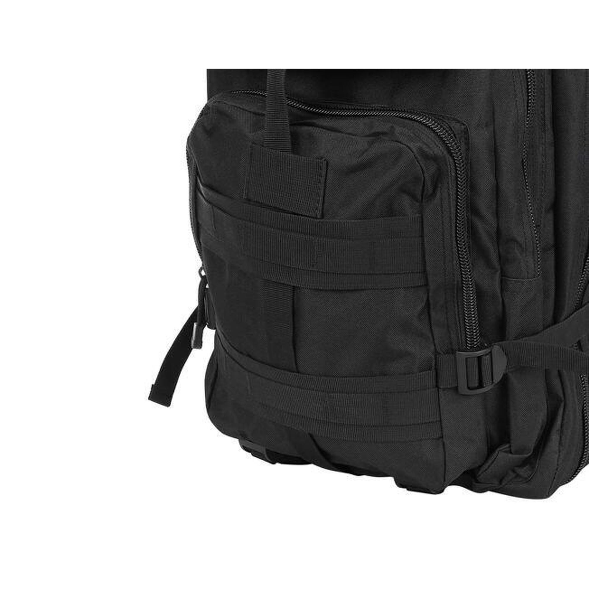 Rucsac tactic, 5 compartimente,  600D, negru, 38 L, 37x29x55 cm, Isotrade