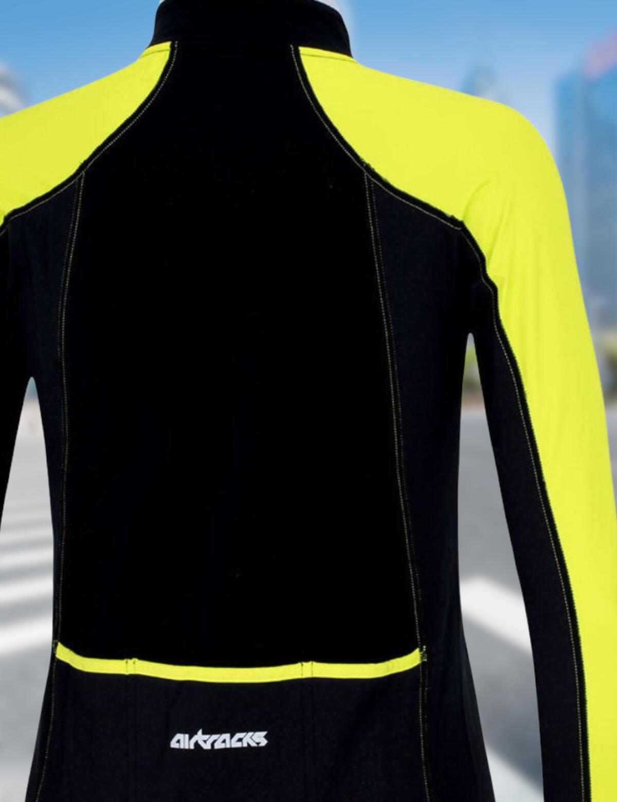 Herren Winter Fahrradtrikot Pro Line Langarm Fleece Thermoradtrikot Schwarz Neon 3/4