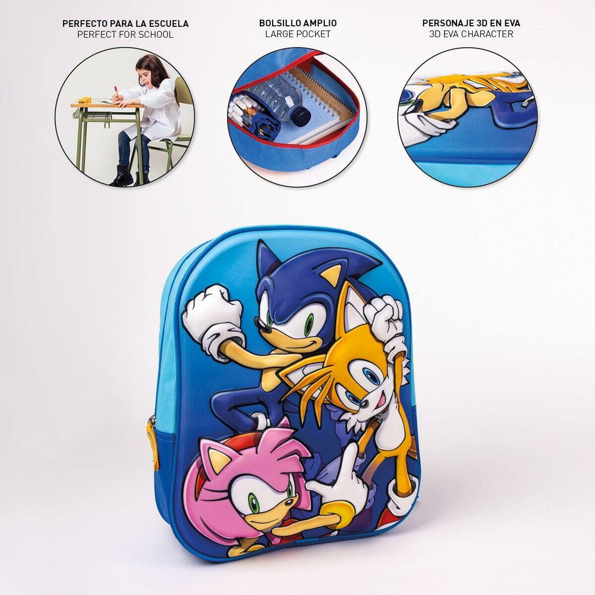 Mochila Escolar 3D Sonic Azul 3/5