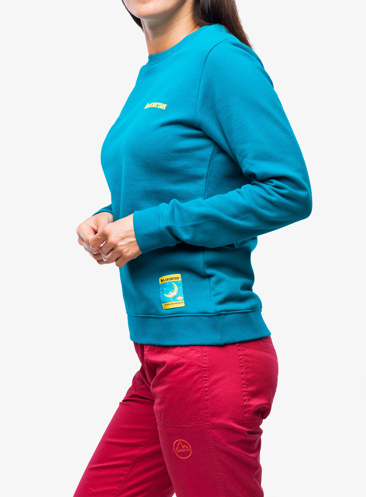 Tee-shirt manches longues La Sportiva Climbing on the Moon bio bleu-jaune 3/7